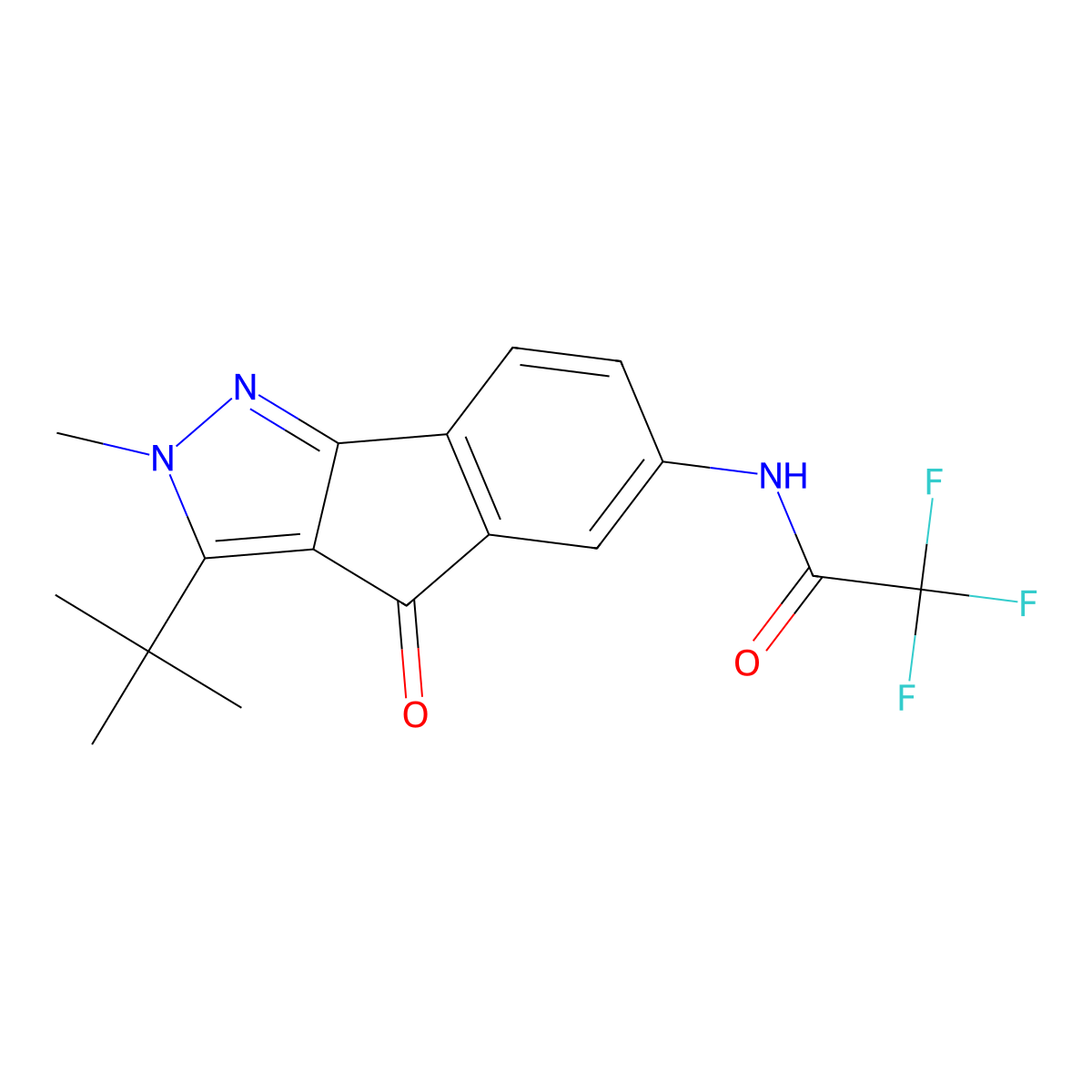 N-(3-(Tert-butyl)-2-methyl-4-oxoindeno[3,2-C]pyrazol-6-YL)-2,2,2-trifluoroethanamide molecular structure, CAS 1024223-97-9