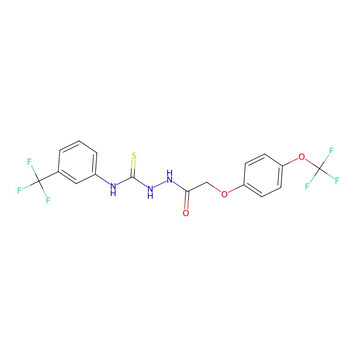 1-(2-(4-Trifluoromethoxyphenoxy)acetyl)-4-(3-trifluoromethylphenyl)thiosemicarbazide molecular structure, CAS 1024225-00-0