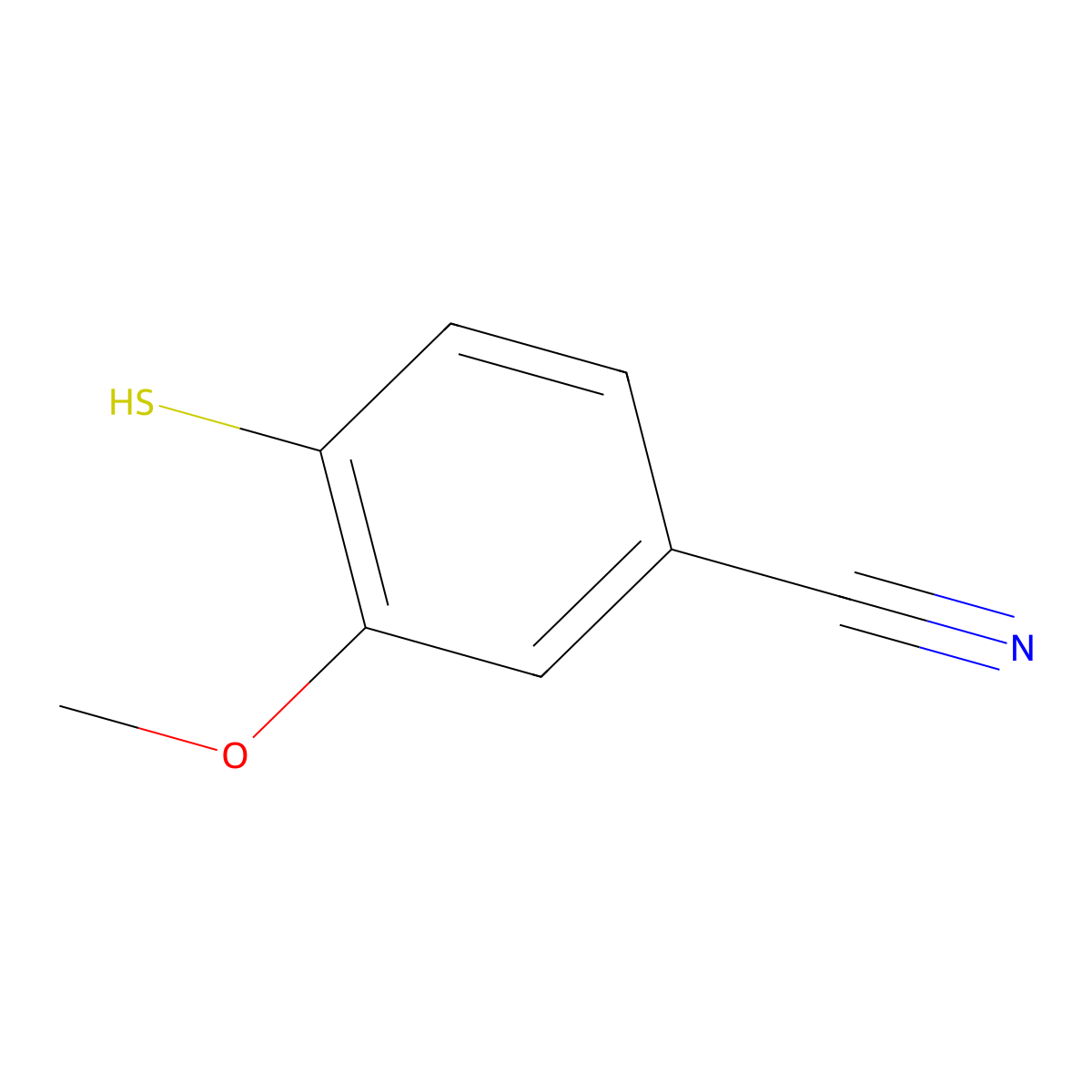 4-Mercapto-3-methoxybenzonitrile molecular structure, CAS 1024226-61-6