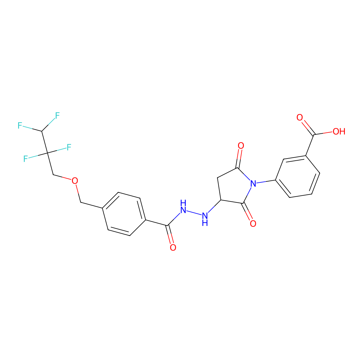 3-{2,5-Dioxo-3-[2-({4-[(2,2,3,3-tetrafluoropropoxy)methyl]phenyl}carbonyl)hydrazinyl]pyrrolidin-1-yl}benzoic acid molecular structure, CAS 1024227-51-7