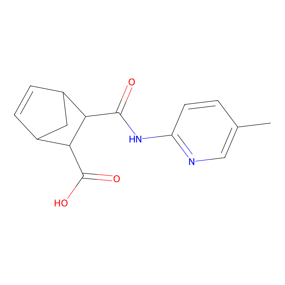 Bicyclo[2.2.1]hept-5-ene-2-carboxylic acid, 3-[[(5-methyl-2-pyridinyl)amino]carbonyl]- molecular structure, CAS 1024227-67-5
