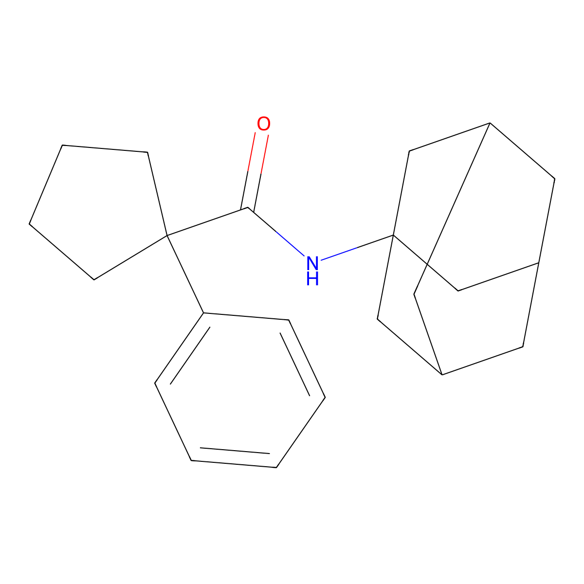 N-(1-adamantyl)-1-phenylcyclopentane-1-carboxamide molecular structure, CAS 1024228-24-7