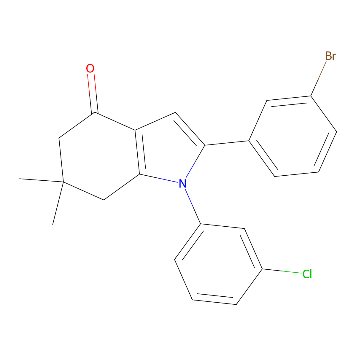 2-(3-Bromophenyl)-1-(3-chlorophenyl)-6,6-dimethyl-5,7-dihydroindol-4-one molecular structure, CAS 1024229-48-8