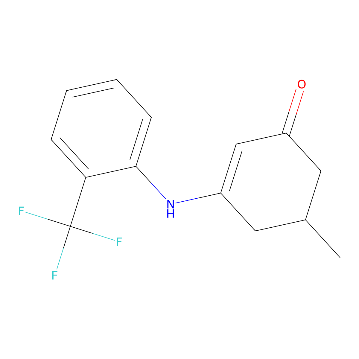 5-Methyl-3-{[2-(trifluoromethyl)phenyl]amino}cyclohex-2-en-1-one molecular structure, CAS 1024231-02-4