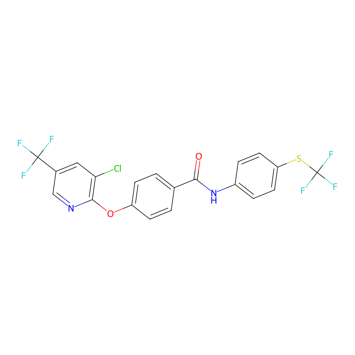 4-[3-chloro-5-(trifluoromethyl)pyridin-2-yl]oxy-N-[4-(trifluoromethylsulfanyl)phenyl]benzamide molecular structure, CAS 1024231-03-5
