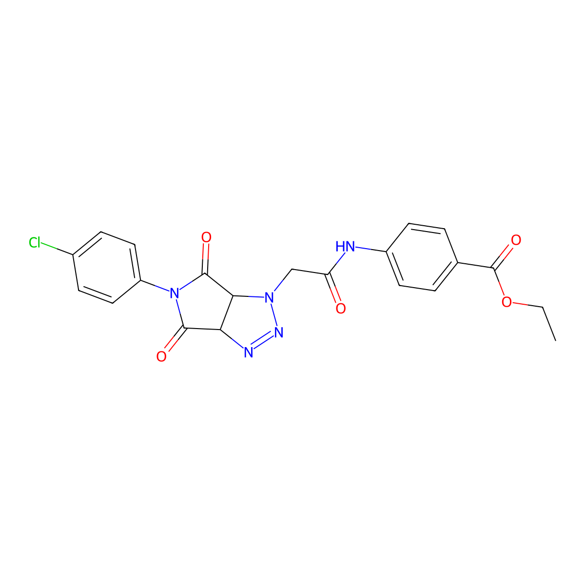 Ethyl 4-[[2-[5-(4-chlorophenyl)-4,6-dioxo-3a,6a-dihydropyrrolo[3,4-d]triazol-3-yl]acetyl]amino]benzoate molecular structure, CAS 1024232-41-4