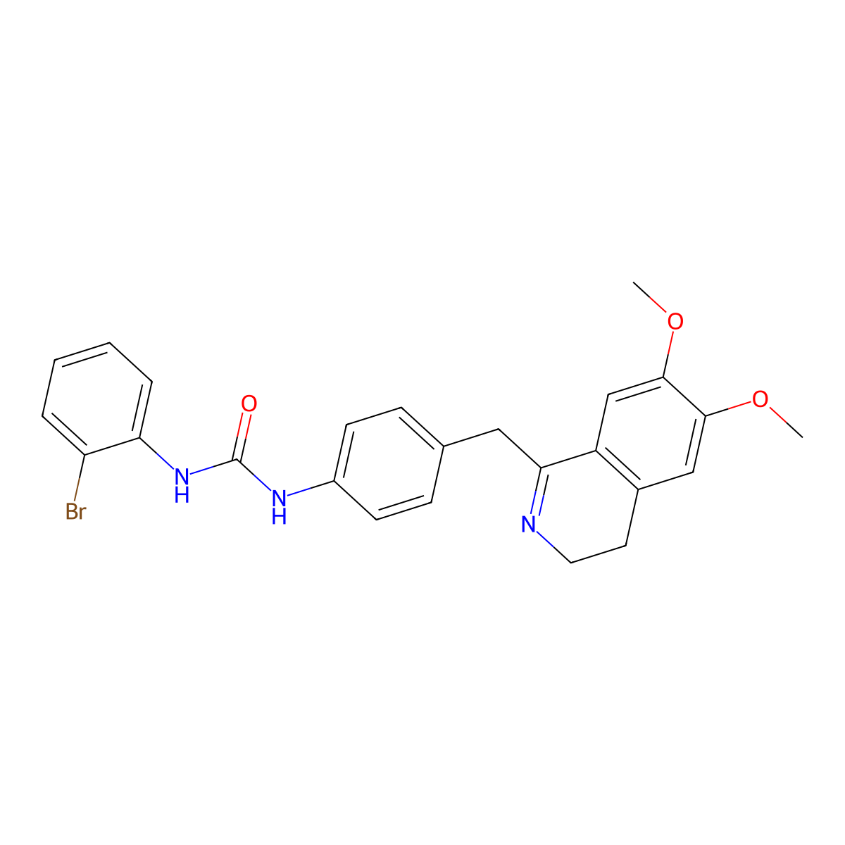 1-(2-Bromophenyl)-3-[4-[(6,7-dimethoxy-3,4-dihydroisoquinolin-1-yl)methyl]phenyl]urea molecular structure, CAS 1024232-67-4