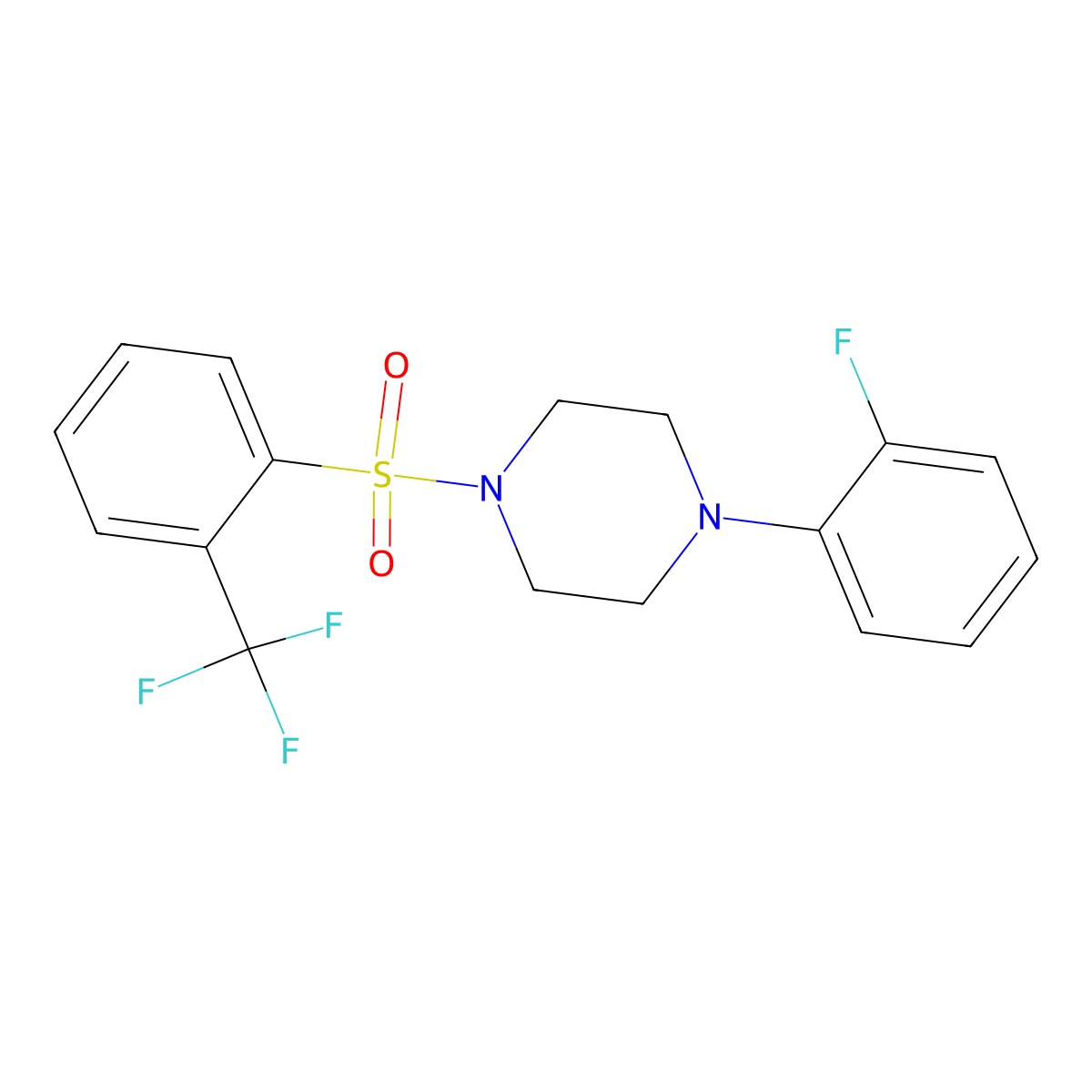 1-(2-Fluorophenyl)-4-[2-(trifluoromethyl)benzenesulfonyl]piperazine molecular structure, CAS 1024234-52-3