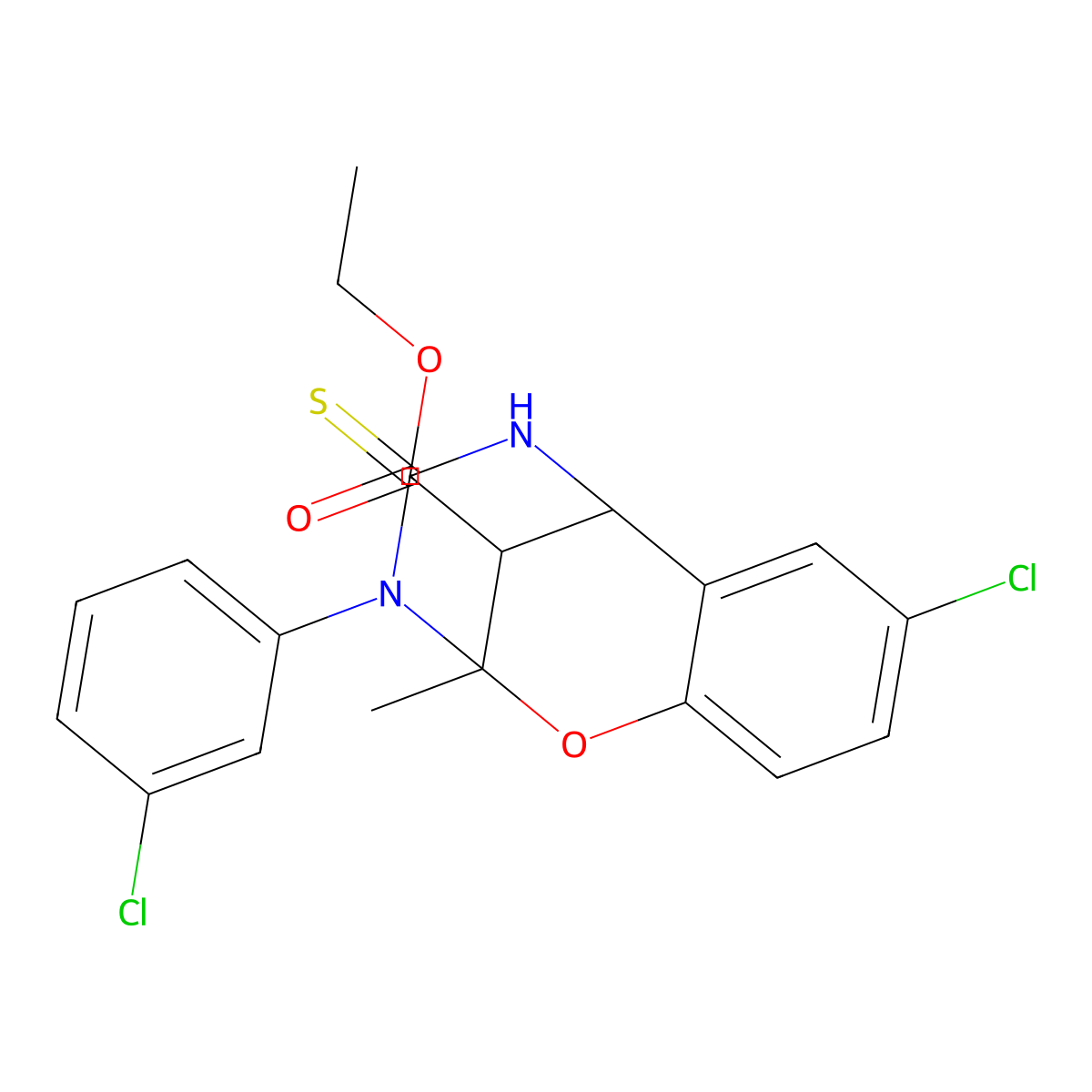 ethyl 8-chloro-3-(3-chlorophenyl)-2-methyl-4-thioxo-3,4,5,6-tetrahydro-2H-2,6-methano-1,3,5-benzoxadiazocine-11-carboxylate molecular structure, CAS 1024235-93-5
