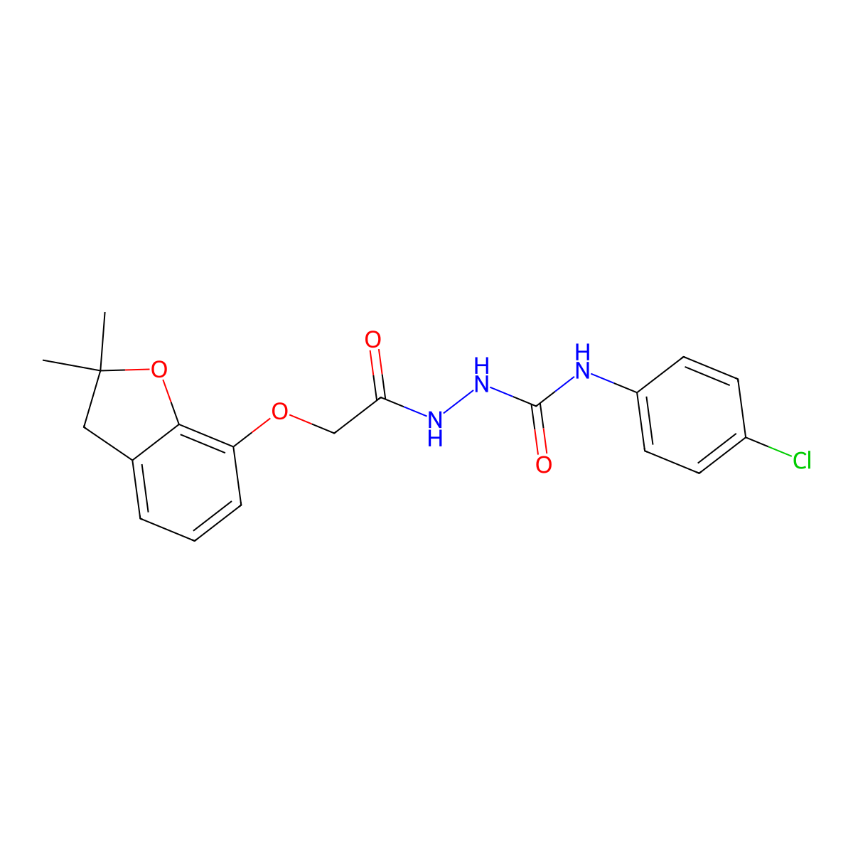 1-(2-(2,2-Dimethyl(3-oxaindan-4-yloxy))acetyl)-4-(4-chlorophenyl)semicarbazide molecular structure, CAS 1024240-47-8
