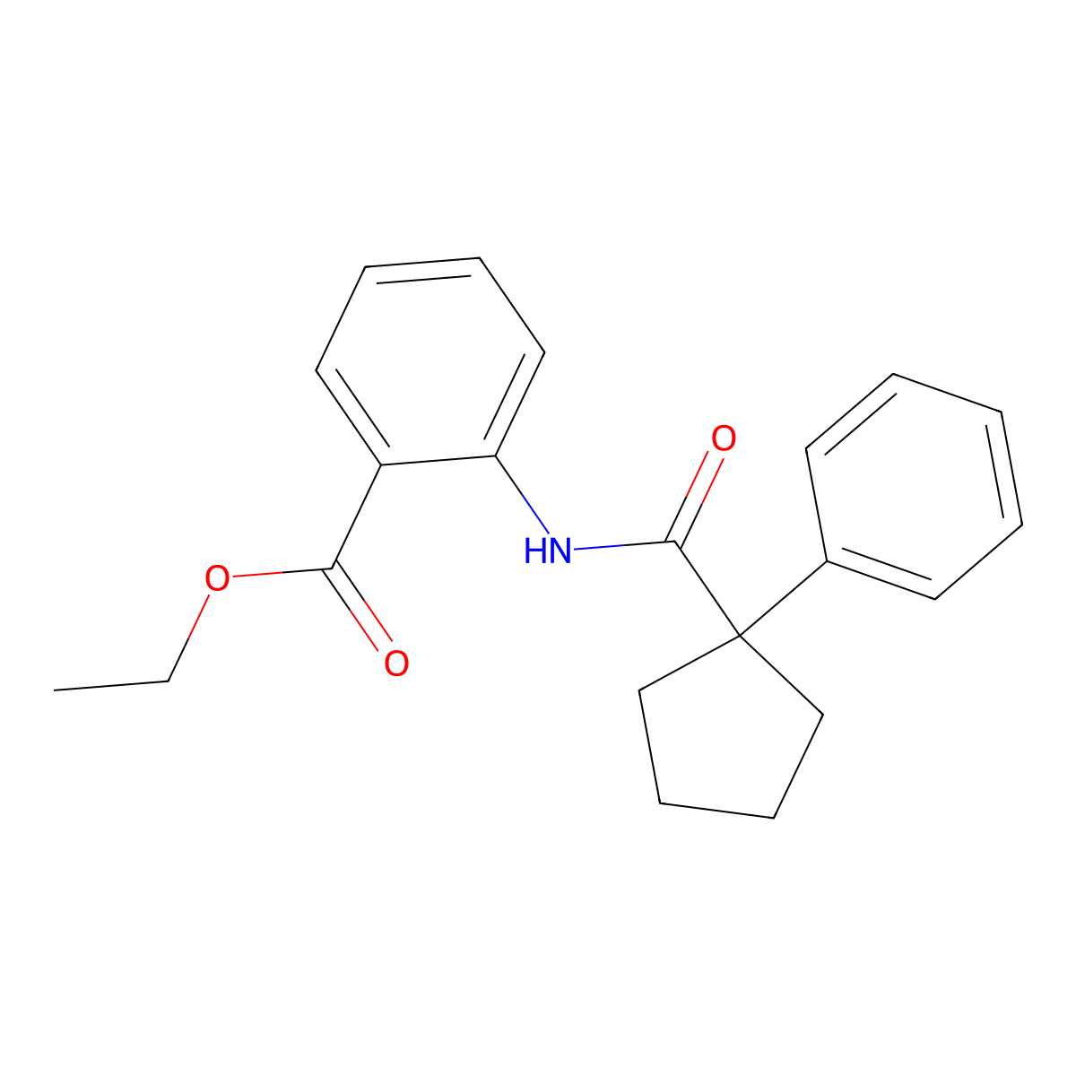 Ethyl 2-((phenylcyclopentyl)carbonylamino)benzoate molecular structure, CAS 1024244-53-8