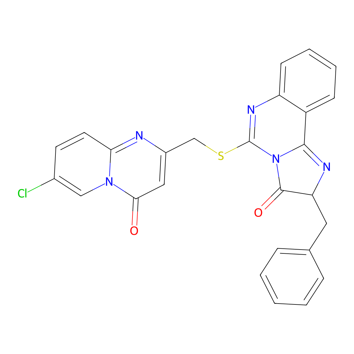 2-benzyl-5-[(7-chloro-4-oxopyrido[1,2-a]pyrimidin-2-yl)methylsulfanyl]-2H-imidazo[1,2-c]quinazolin-3-one molecular structure, CAS 1024246-40-9