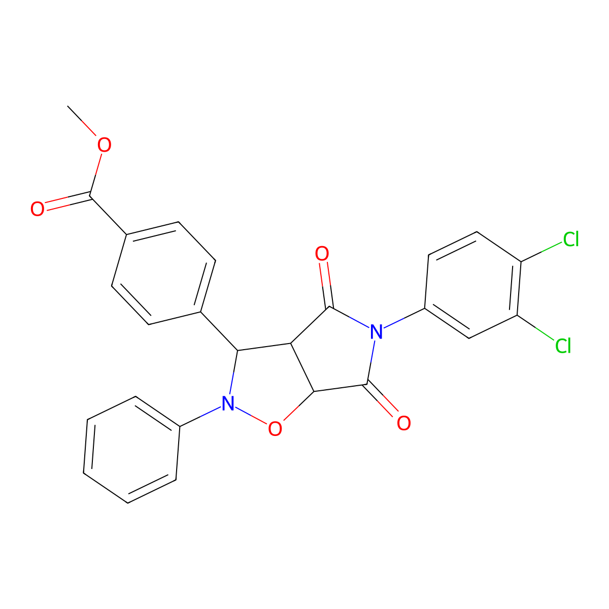 methyl 4-[5-(3,4-dichlorophenyl)-4,6-dioxo-2-phenylhexahydro-2H-pyrrolo[3,4-d][1,2]oxazol-3-yl]benzoate molecular structure, CAS 1024250-88-1