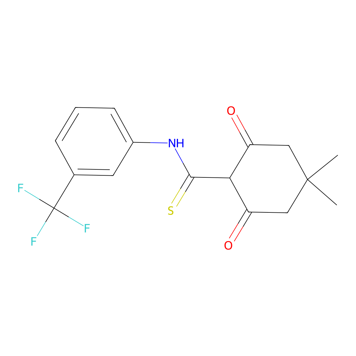 4,4-dimethyl-2,6-dioxo-N-[3-(trifluoromethyl)phenyl]cyclohexane-1-carbothioamide molecular structure, CAS 1024251-56-6