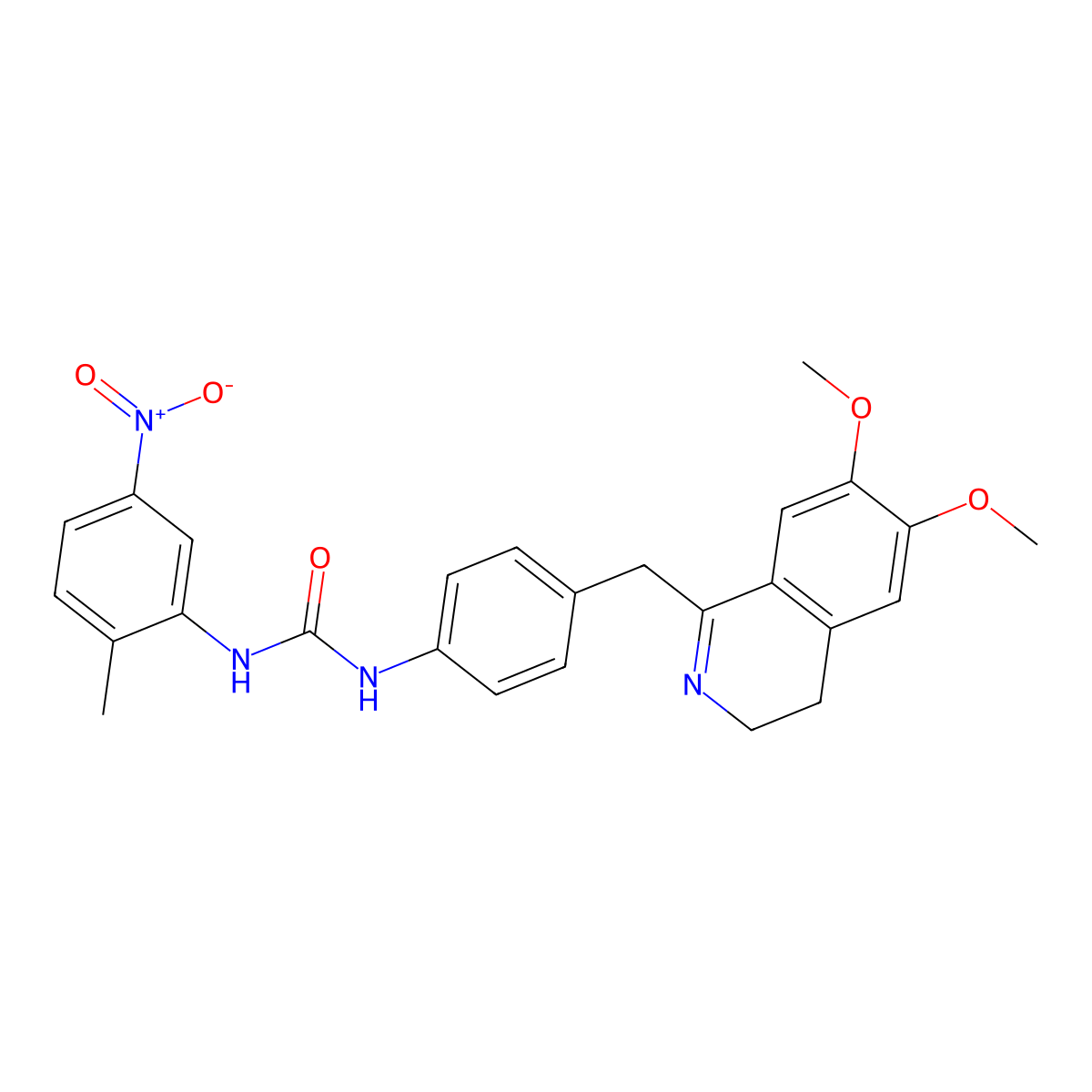 1-[4-[(6,7-Dimethoxy-3,4-dihydroisoquinolin-1-yl)methyl]phenyl]-3-(2-methyl-5-nitrophenyl)urea molecular structure, CAS 1024251-57-7