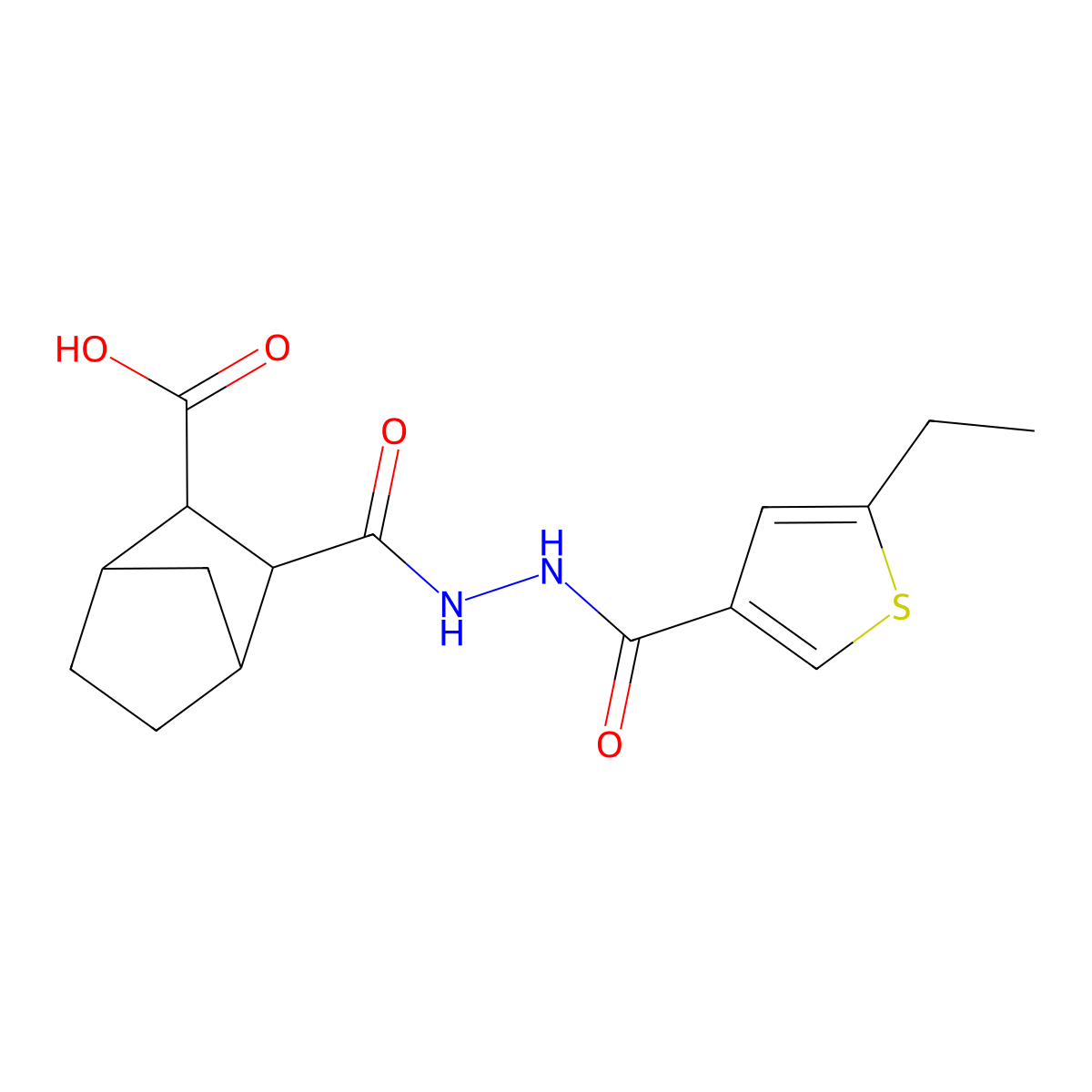 3-({2-[(5-Ethylthiophen-3-yl)carbonyl]hydrazinyl}carbonyl)bicyclo[2.2.1]heptane-2-carboxylic acid molecular structure, CAS 1024252-95-6