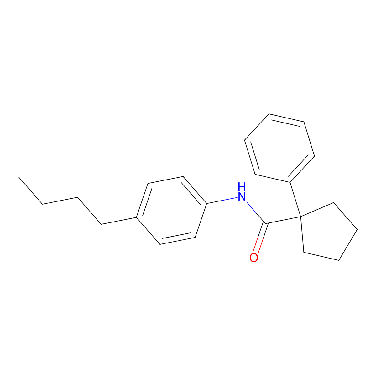 N-(4-butylphenyl)-1-phenylcyclopentane-1-carboxamide molecular structure, CAS 1024253-13-1