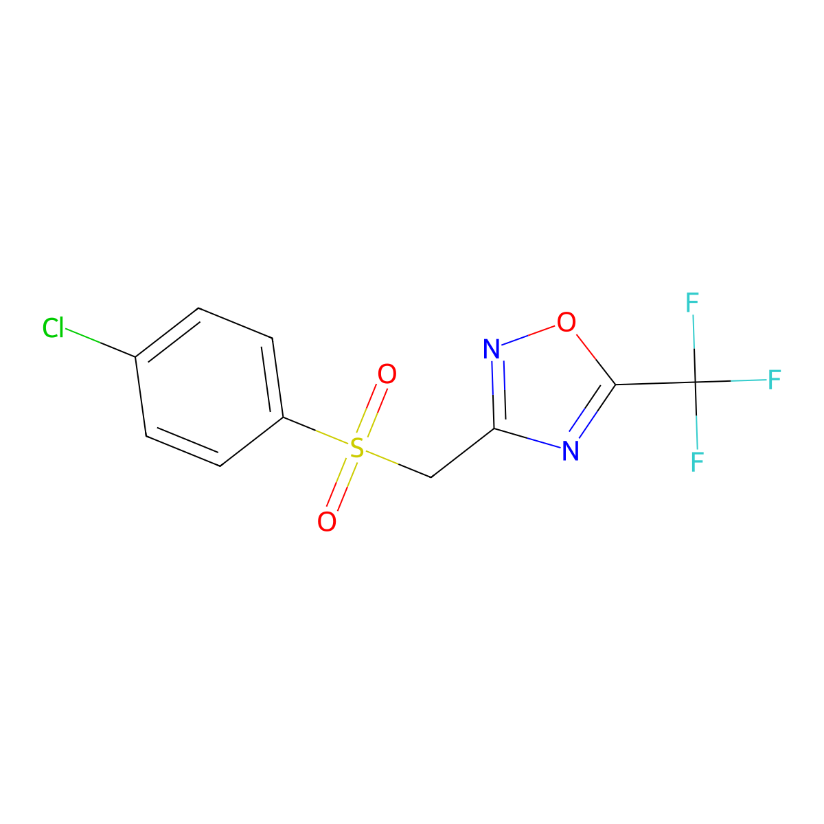 3-[(4-Chlorophenyl)sulfonylmethyl]-5-(trifluoromethyl)-1,2,4-oxadiazole molecular structure, CAS 1024253-22-2