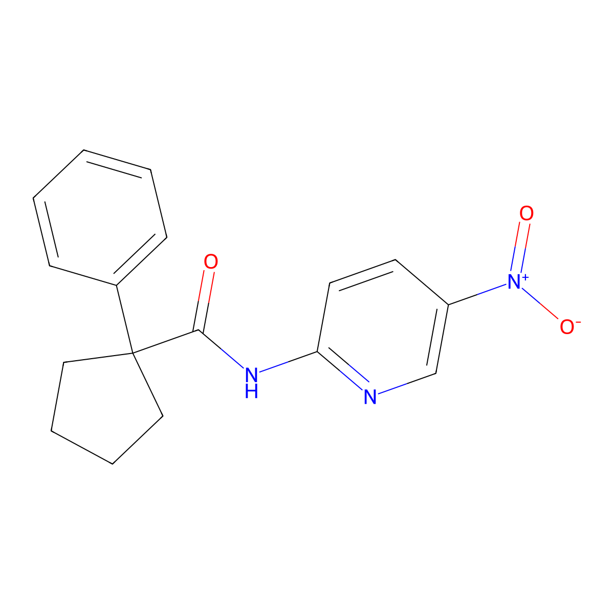 N-(5-nitropyridin-2-yl)-1-phenylcyclopentane-1-carboxamide molecular structure, CAS 1024253-24-4