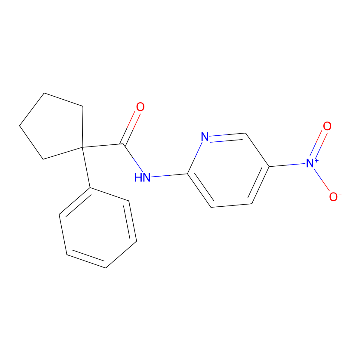 N-(5-nitropyridin-2-yl)-1-phenylcyclopentane-1-carboxamide molecular structure, CAS 1024253-24-4
