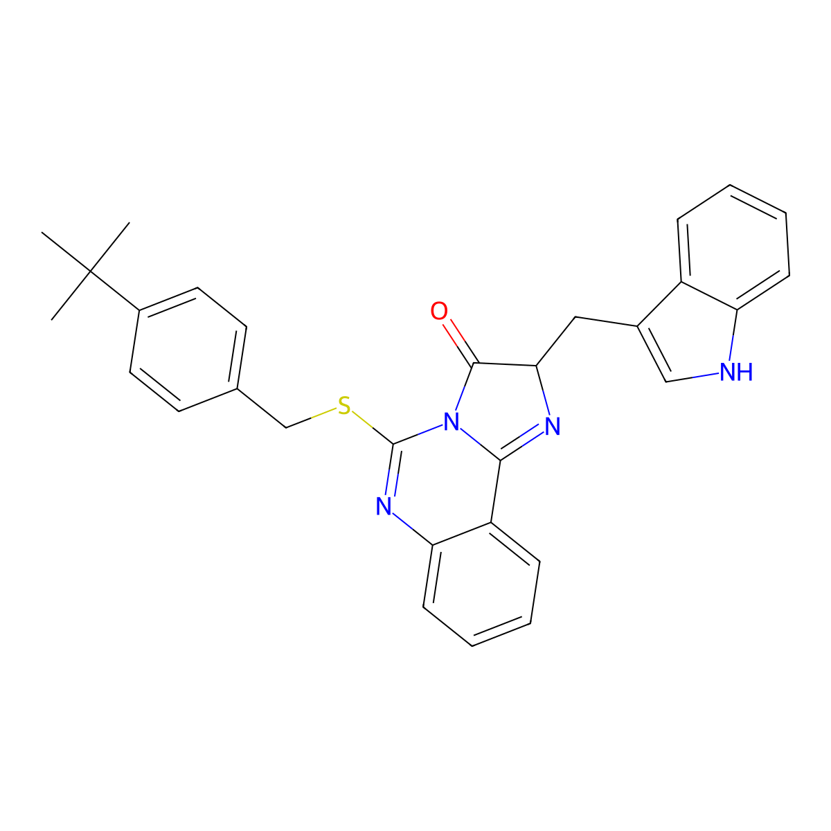 5-{[(4-tert-butylphenyl)methyl]sulfanyl}-2-[(1H-indol-3-yl)methyl]-2H,3H-imidazo[1,2-c]quinazolin-3-one molecular structure, CAS 1024256-35-6