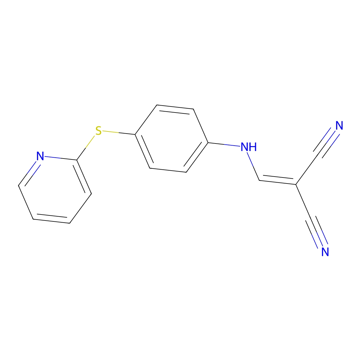 (((4-(2-Pyridylthio)phenyl)amino)methylene)methane-1,1-dicarbonitrile molecular structure, CAS 1024259-72-0
