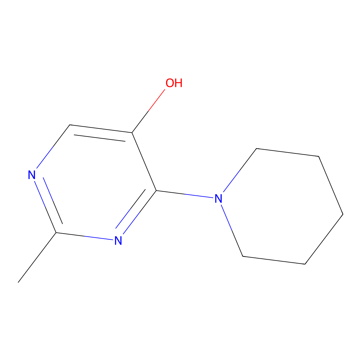 2-Methyl-4-(piperidin-1-yl)pyrimidin-5-ol molecular structure, CAS 1024262-52-9