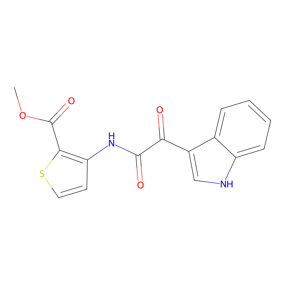 methyl 3-[[2-(1H-indol-3-yl)-2-oxoacetyl]amino]thiophene-2-carboxylate molecular structure, CAS 1024263-82-8