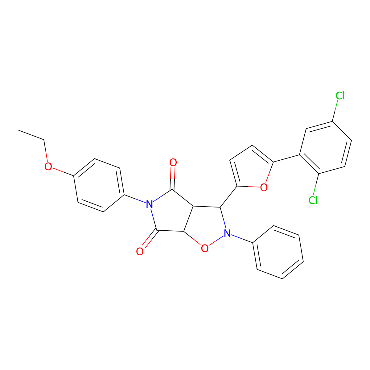 3-[5-(2,5-dichlorophenyl)furan-2-yl]-5-(4-ethoxyphenyl)-2-phenyldihydro-2H-pyrrolo[3,4-d][1,2]oxazole-4,6(3H,5H)-dione molecular structure, CAS 1024263-84-0