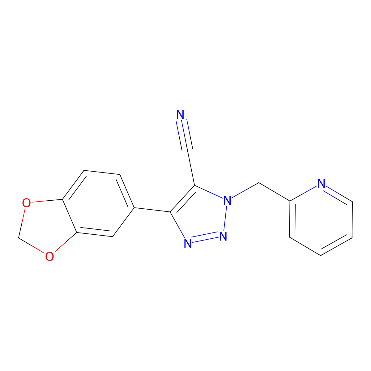 5-(1,3-Benzodioxol-5-yl)-3-(pyridin-2-ylmethyl)triazole-4-carbonitrile molecular structure, CAS 1024269-87-1
