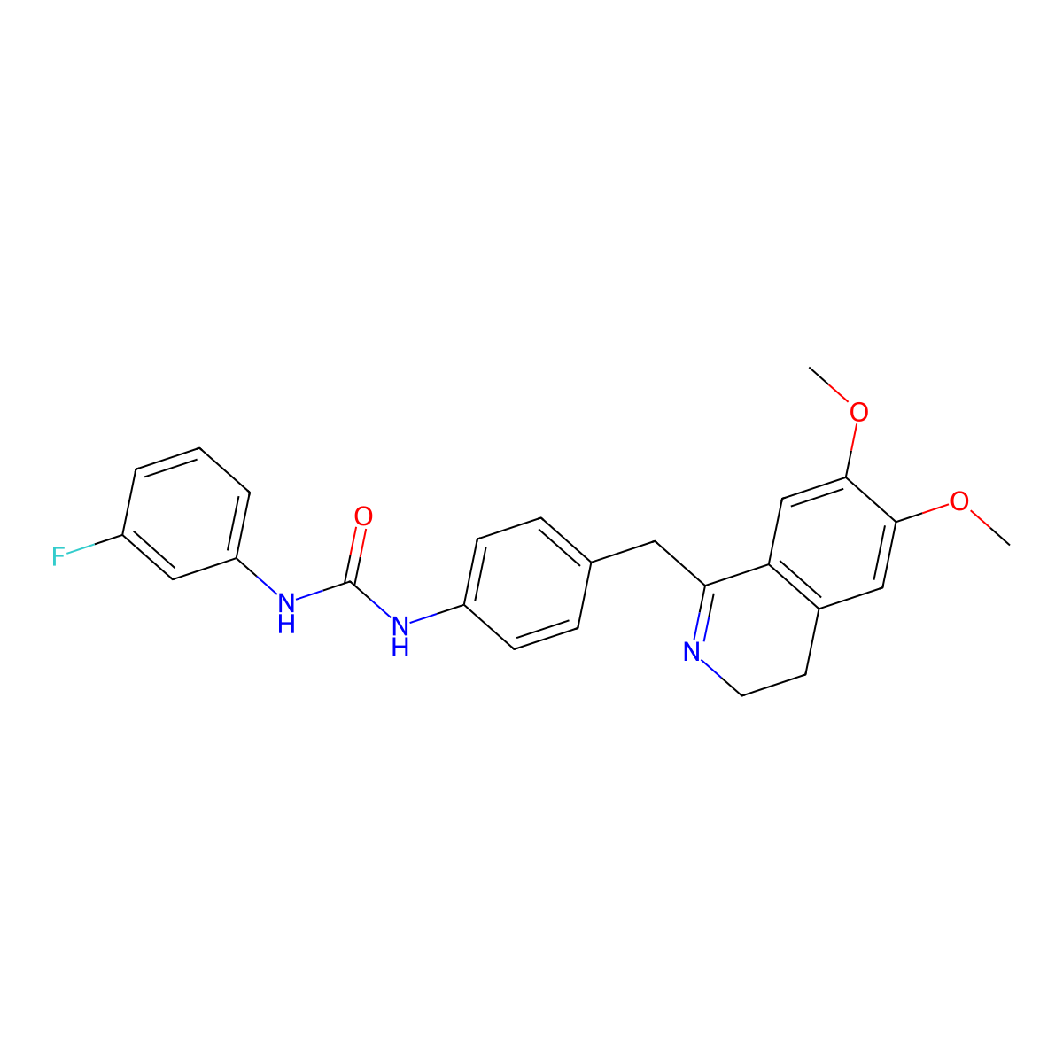 1-[4-[(6,7-Dimethoxy-3,4-dihydroisoquinolin-1-yl)methyl]phenyl]-3-(3-fluorophenyl)urea molecular structure, CAS 1024270-20-9