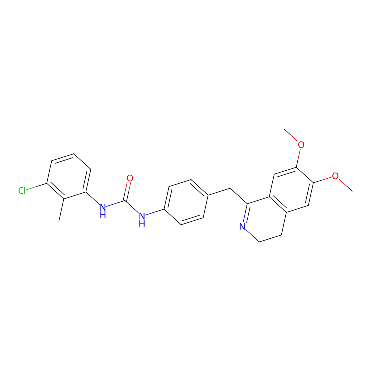 1-(3-Chloro-2-methylphenyl)-3-[4-[(6,7-dimethoxy-3,4-dihydroisoquinolin-1-yl)methyl]phenyl]urea molecular structure, CAS 1024273-80-0