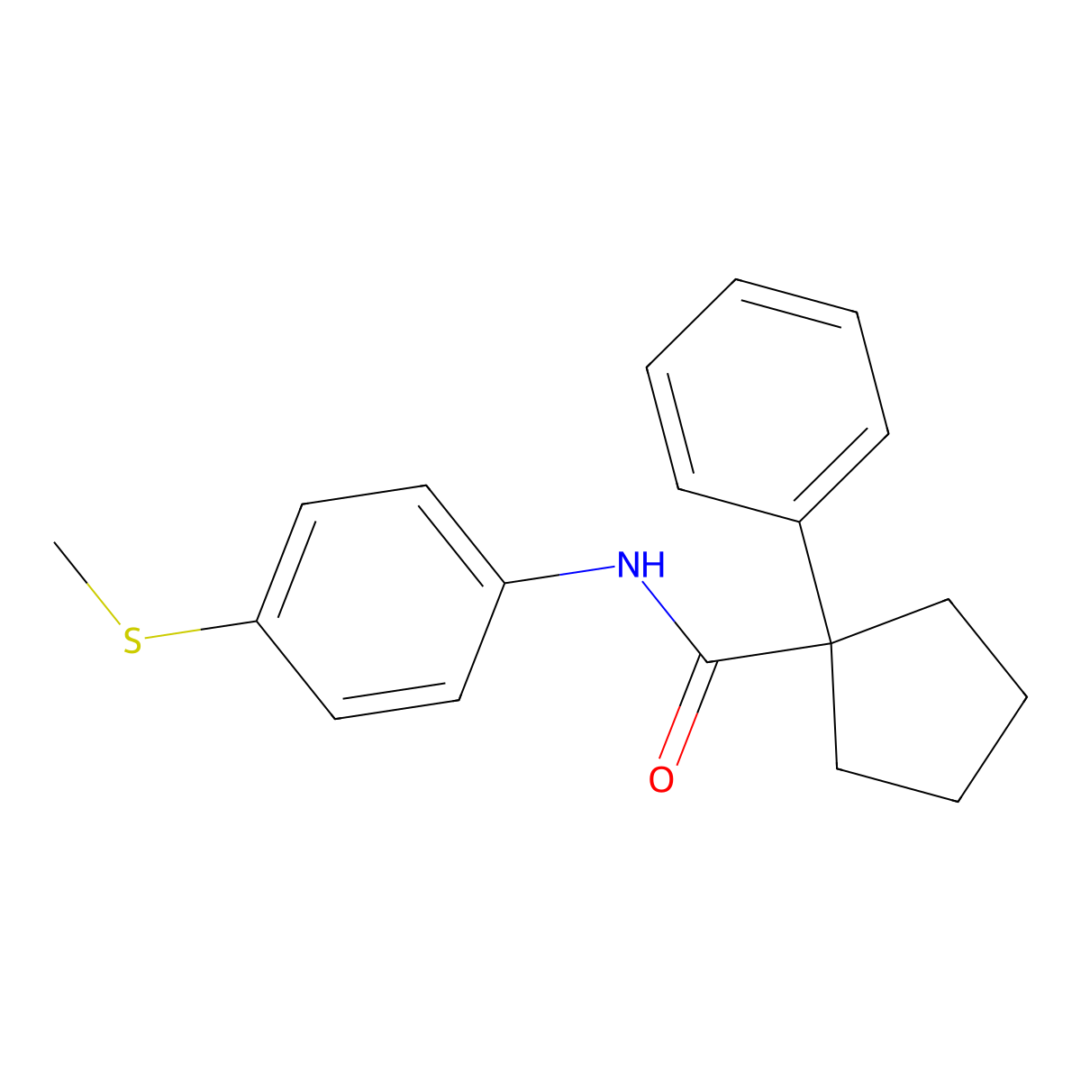 N-(4-methylsulfanylphenyl)-1-phenylcyclopentane-1-carboxamide molecular structure, CAS 1024273-93-5