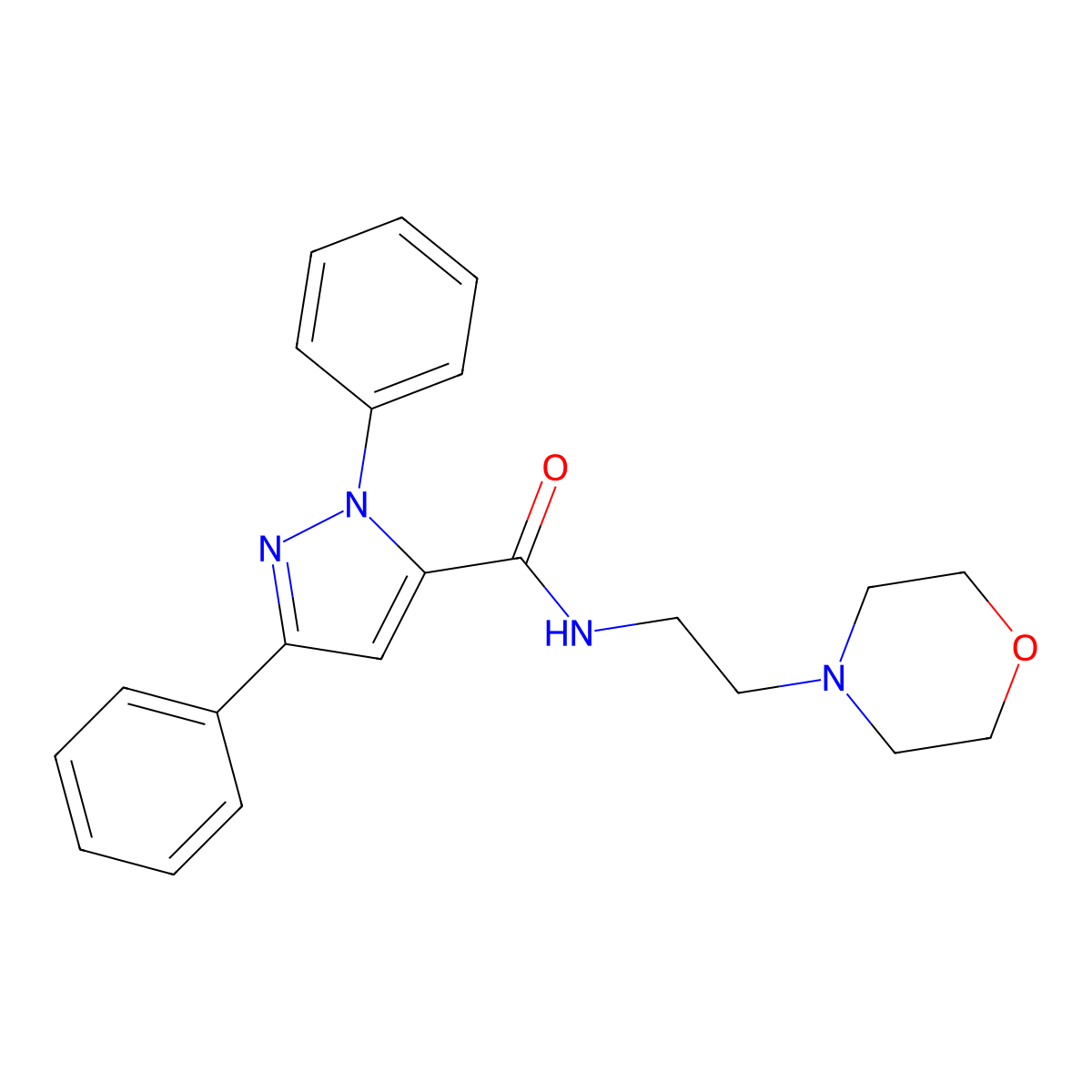 N-[2-(morpholin-4-yl)ethyl]-1,3-diphenyl-1H-pyrazole-5-carboxamide molecular structure, CAS 1024274-28-9