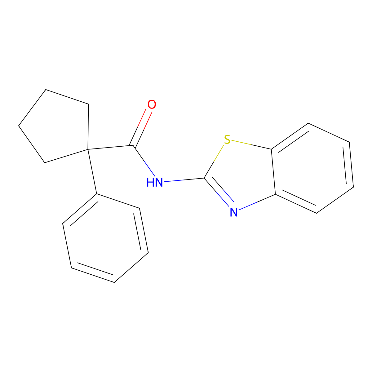 N-(1,3-benzothiazol-2-yl)-1-phenylcyclopentane-1-carboxamide molecular structure, CAS 1024278-14-5