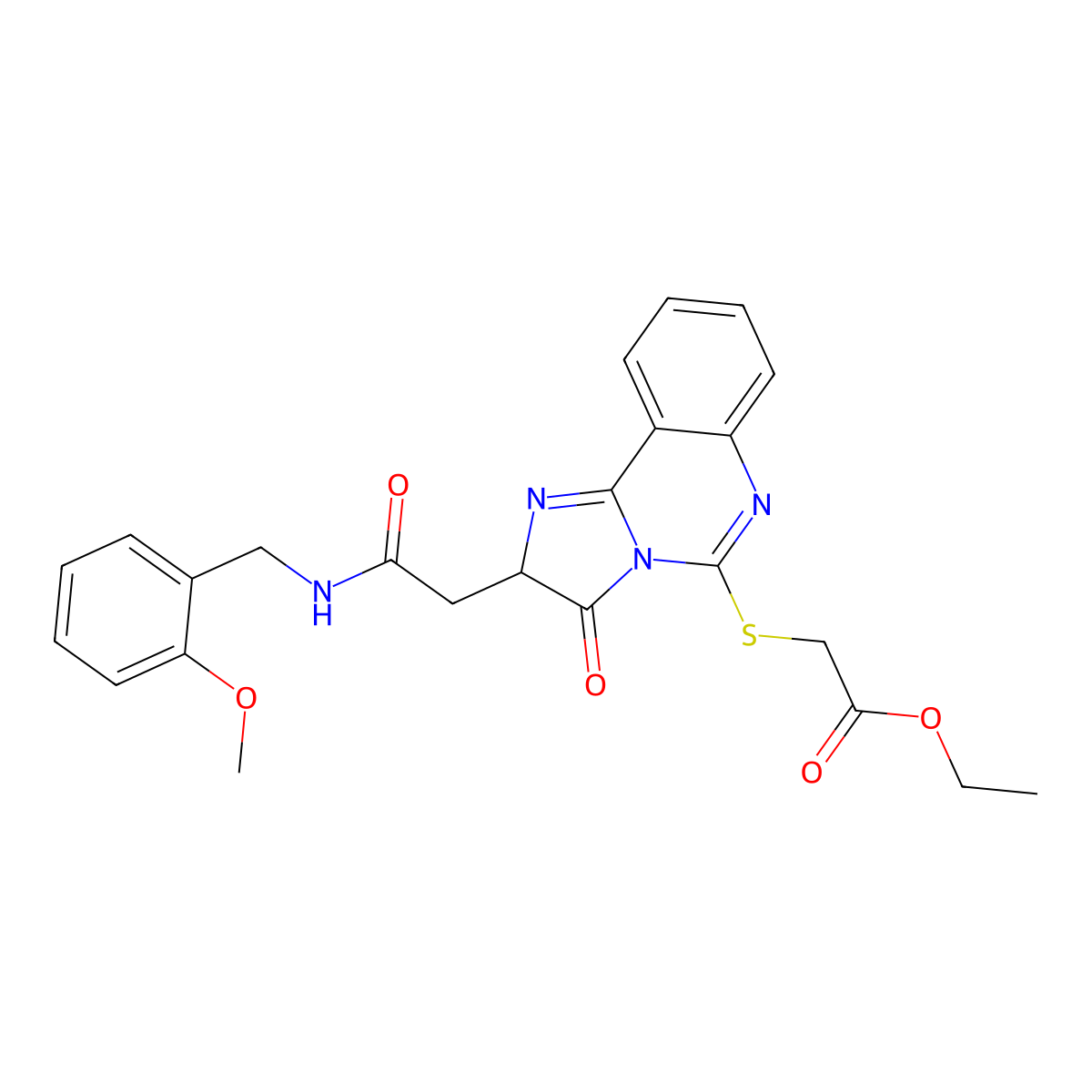 ethyl 2-[[2-[2-[(2-methoxyphenyl)methylamino]-2-oxoethyl]-3-oxo-2H-imidazo[1,2-c]quinazolin-5-yl]sulfanyl]acetate molecular structure, CAS 1024280-54-3