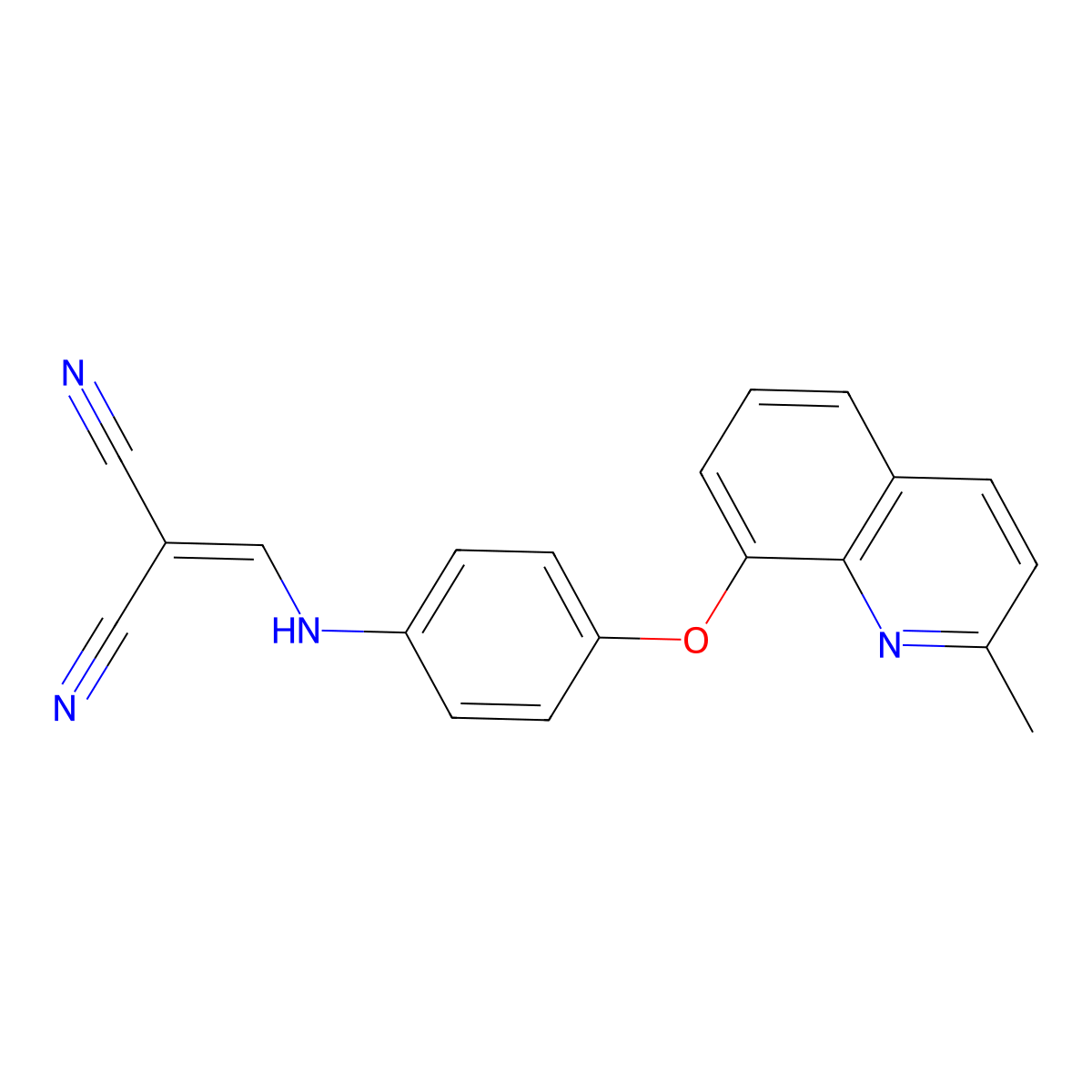 2-({4-[(2-Methyl-8-quinolinyl)oxy]anilino}methylene)malononitrile molecular structure, CAS 1024280-80-5