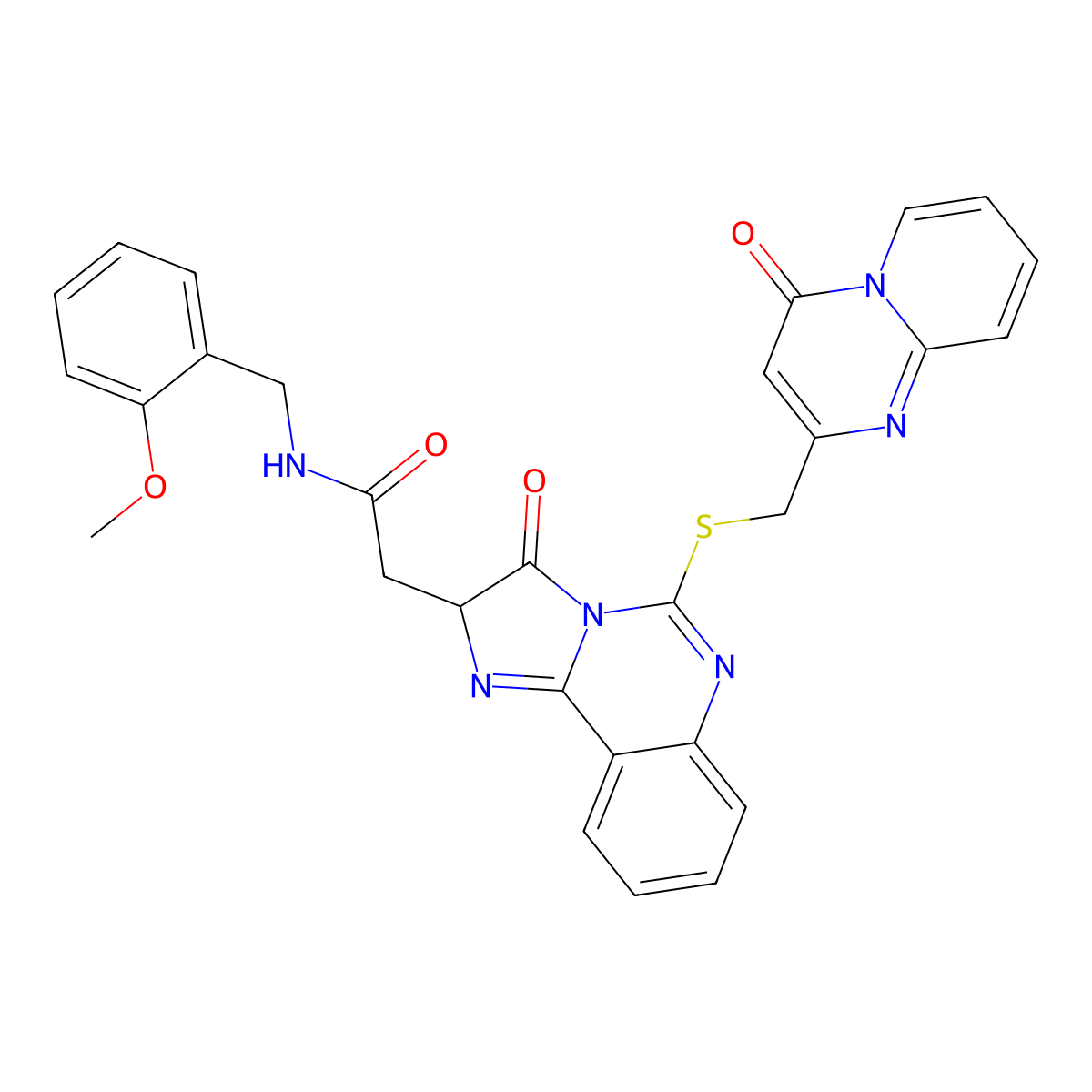 N-[(2-methoxyphenyl)methyl]-2-[3-oxo-5-[(4-oxopyrido[1,2-a]pyrimidin-2-yl)methylsulfanyl]-2H-imidazo[1,2-c]quinazolin-2-yl]acetamide molecular structure, CAS 1024281-02-4