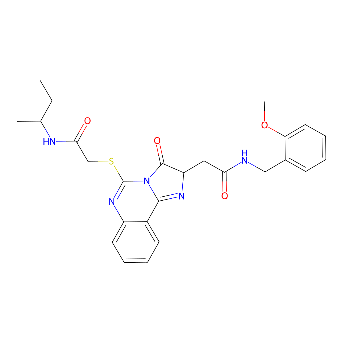 2-[5-[2-(butan-2-ylamino)-2-oxoethyl]sulfanyl-3-oxo-2H-imidazo[1,2-c]quinazolin-2-yl]-N-[(2-methoxyphenyl)methyl]acetamide molecular structure, CAS 1024281-03-5