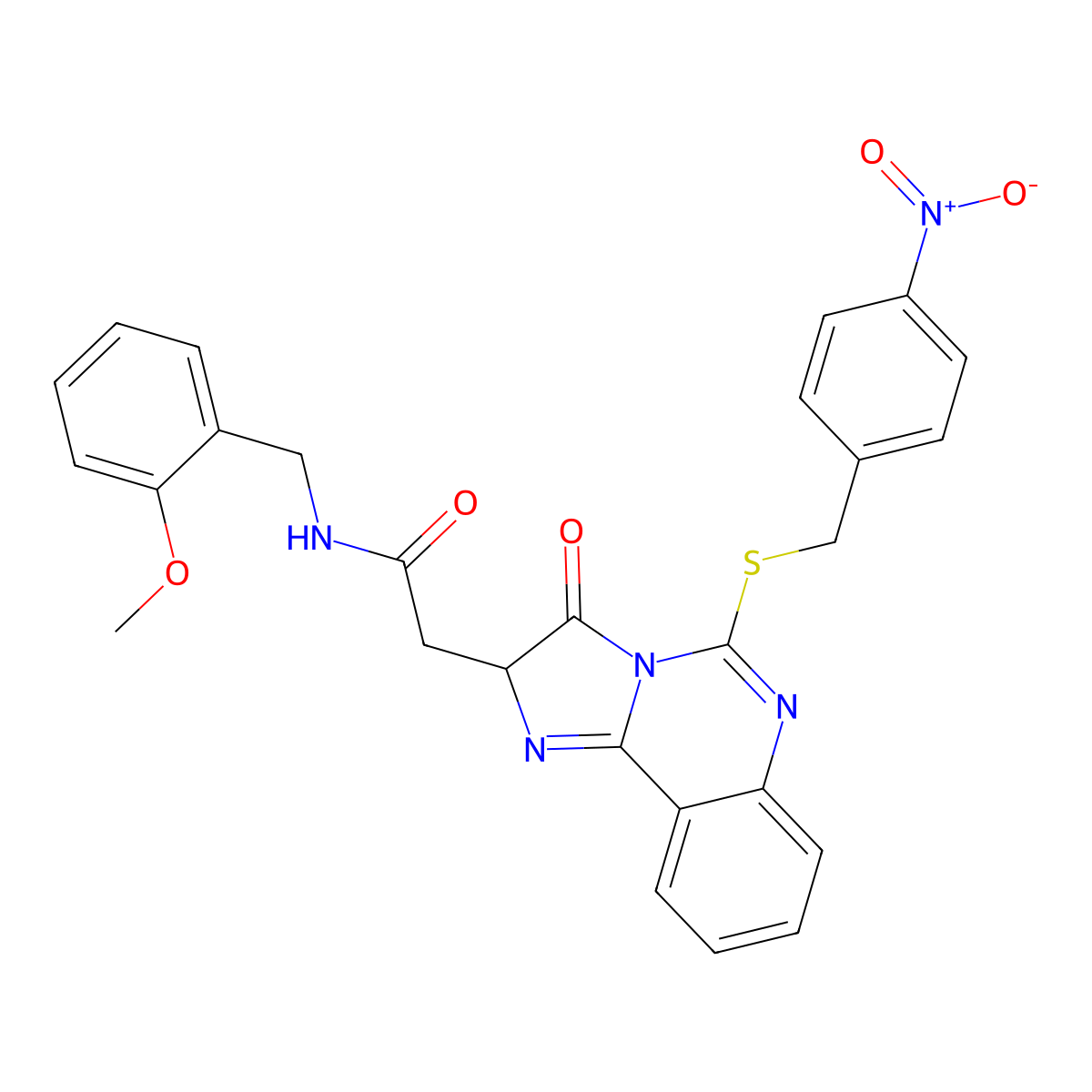 N-[(2-methoxyphenyl)methyl]-2-[5-[(4-nitrophenyl)methylsulfanyl]-3-oxo-2H-imidazo[1,2-c]quinazolin-2-yl]acetamide molecular structure, CAS 1024281-04-6