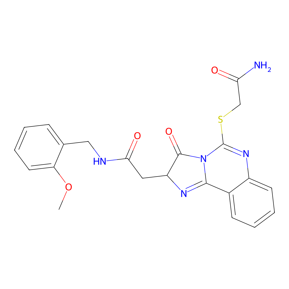 2-[5-(2-amino-2-oxoethyl)sulfanyl-3-oxo-2H-imidazo[1,2-c]quinazolin-2-yl]-N-[(2-methoxyphenyl)methyl]acetamide molecular structure, CAS 1024281-05-7
