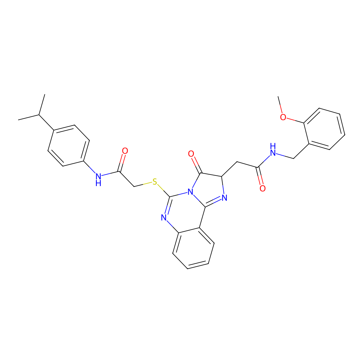 N-[(2-methoxyphenyl)methyl]-2-[3-oxo-5-[2-oxo-2-(4-propan-2-ylanilino)ethyl]sulfanyl-2H-imidazo[1,2-c]quinazolin-2-yl]acetamide molecular structure, CAS 1024281-06-8