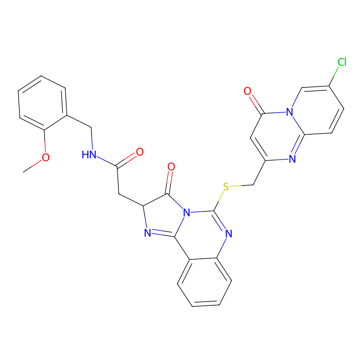 2-[5-[(7-chloro-4-oxopyrido[1,2-a]pyrimidin-2-yl)methylsulfanyl]-3-oxo-2H-imidazo[1,2-c]quinazolin-2-yl]-N-[(2-methoxyphenyl)methyl]acetamide molecular structure, CAS 1024281-09-1