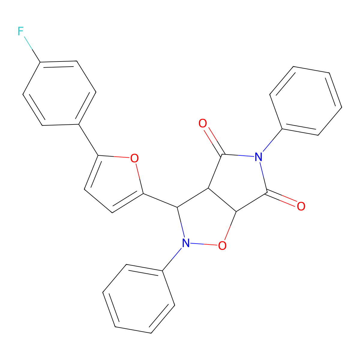 3-[5-(4-fluorophenyl)furan-2-yl]-2,5-diphenyldihydro-2H-pyrrolo[3,4-d][1,2]oxazole-4,6(3H,5H)-dione molecular structure, CAS 1024282-79-8