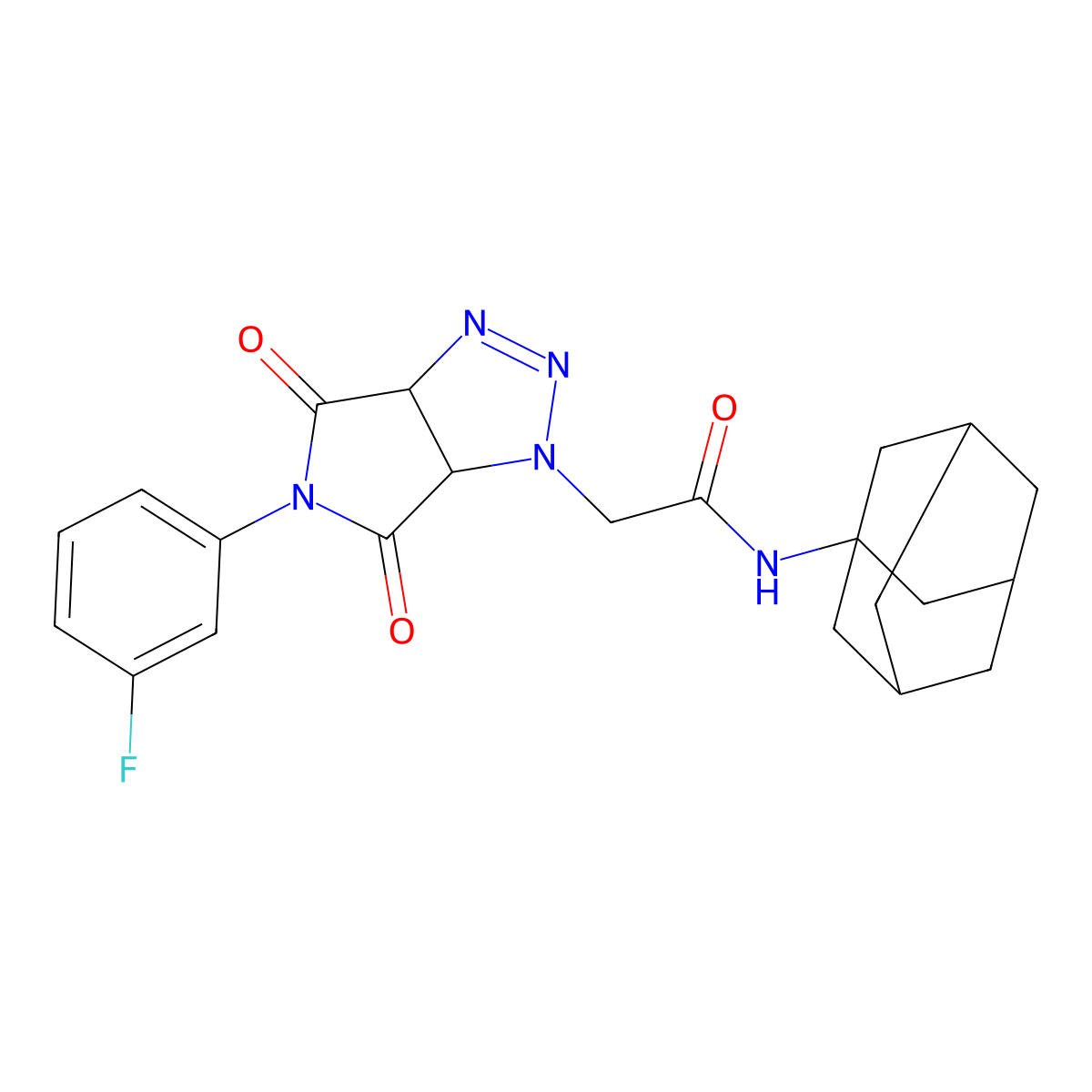 N-(1-adamantyl)-2-[5-(3-fluorophenyl)-4,6-dioxo-3a,6a-dihydropyrrolo[3,4-d]triazol-3-yl]acetamide molecular structure, CAS 1024285-53-7