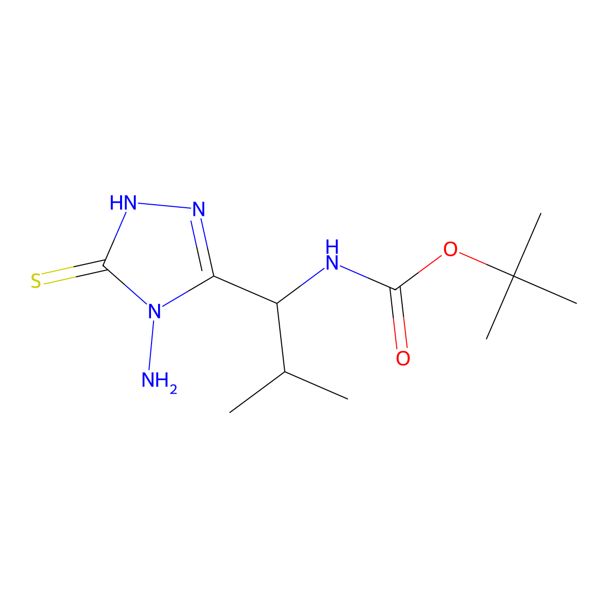 tert-butyl N-[1-(4-amino-5-sulfanyl-4H-1,2,4-triazol-3-yl)-2-methylpropyl]carbamate molecular structure, CAS 1024286-73-4