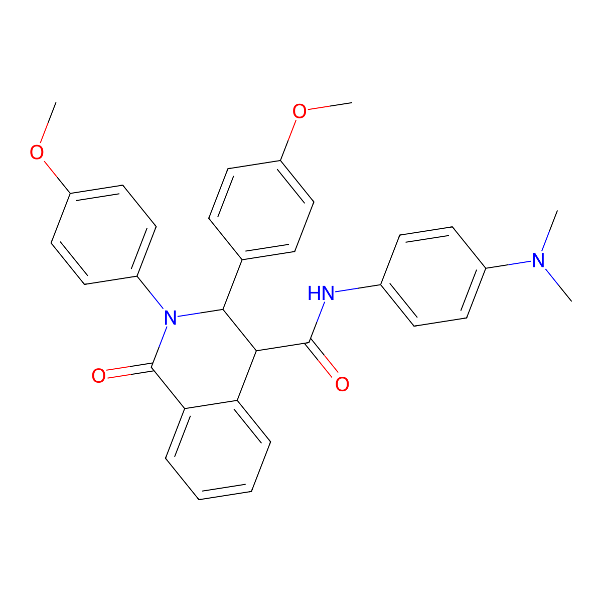 (2,3-bis(4-methoxyphenyl)-1-oxo(4-2,3,4-trihydroisoquinolyl))-N-(4-(dimethylamino)phenyl)formamide molecular structure, CAS 1024289-66-4