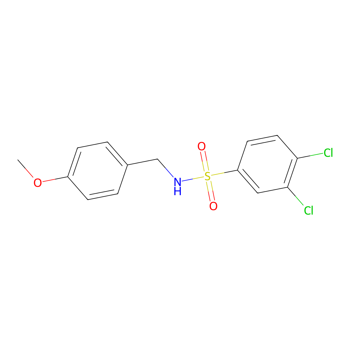 3,4-dichloro-N-(4-methoxybenzyl)benzenesulfonamide molecular structure, CAS 1024290-33-2