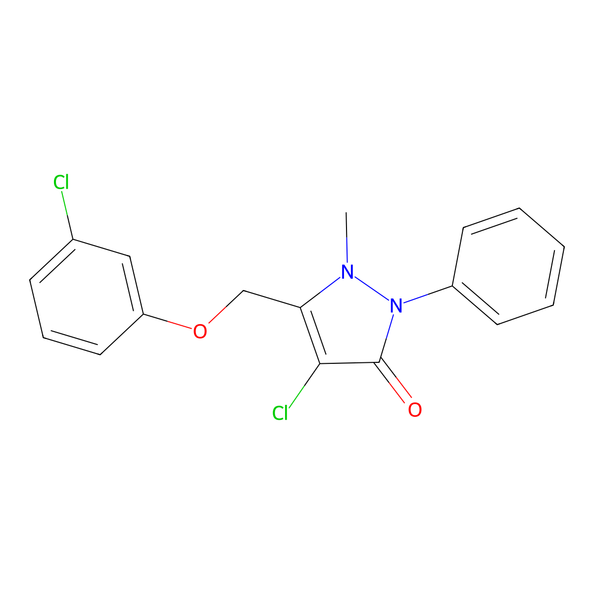 4-chloro-5-[(3-chlorophenoxy)methyl]-1-methyl-2-phenyl-2,3-dihydro-1H-pyrazol-3-one molecular structure, CAS 1024297-59-3