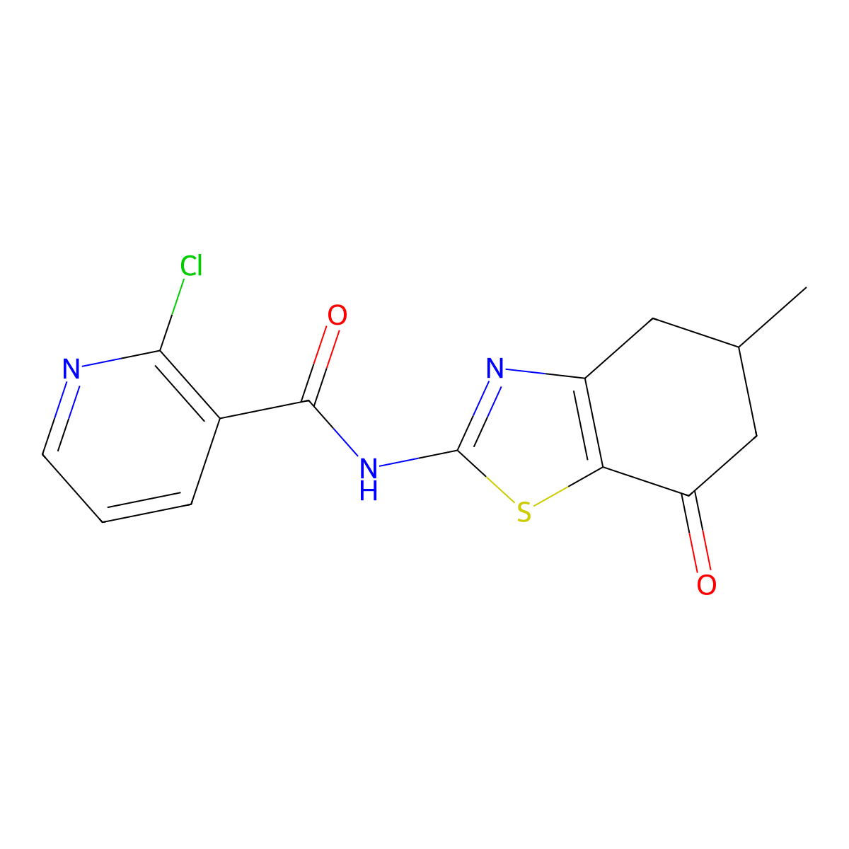 2-chloro-N-(5-methyl-7-oxo-5,6-dihydro-4H-1,3-benzothiazol-2-yl)pyridine-3-carboxamide molecular structure, CAS 1024297-72-0